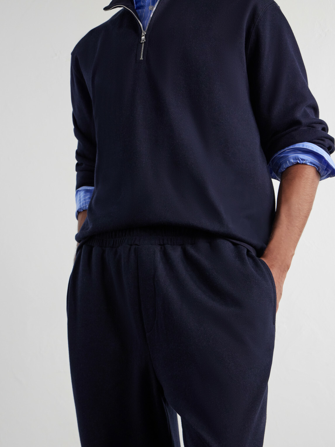 Mr P. - Cotton-Blend Jersey Sweatpants - Blue