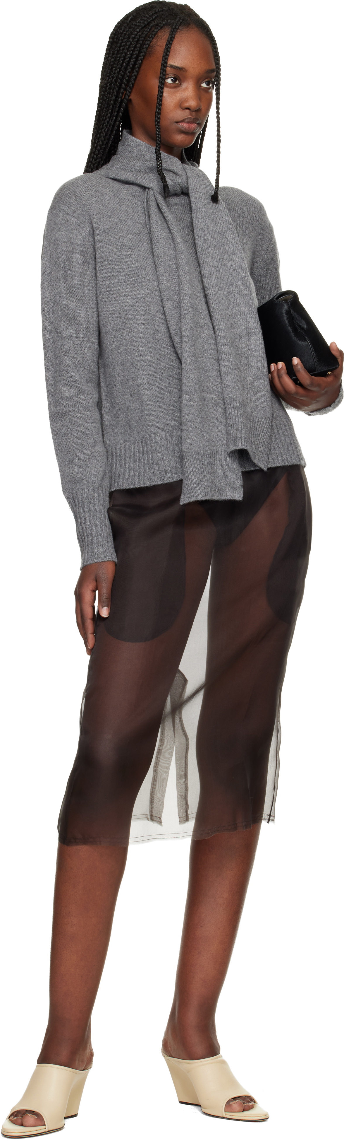 Commission Gray Scarf Neck Sweater
