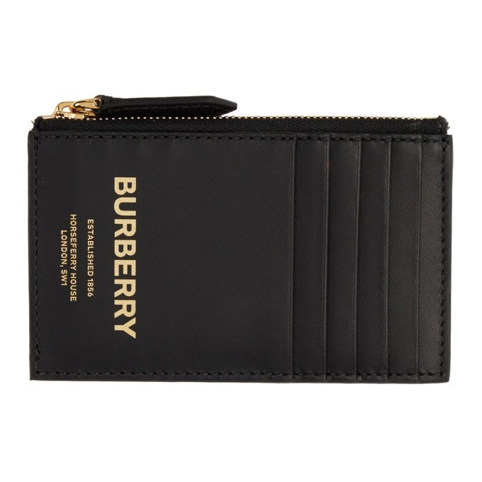 Burberry black Leather Vintage Check Zipped Card Holder