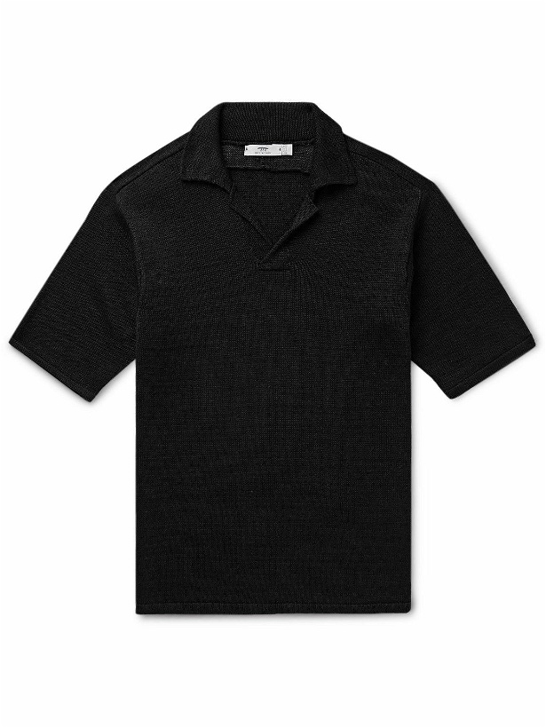 Photo: Inis Meáin - Linen Polo Shirt - Black