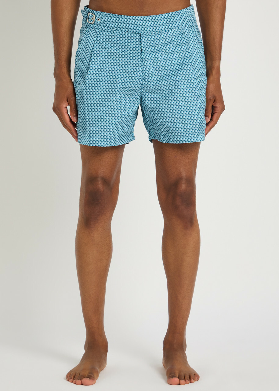 Gusari The London Printed Shell Swim Shorts Blue