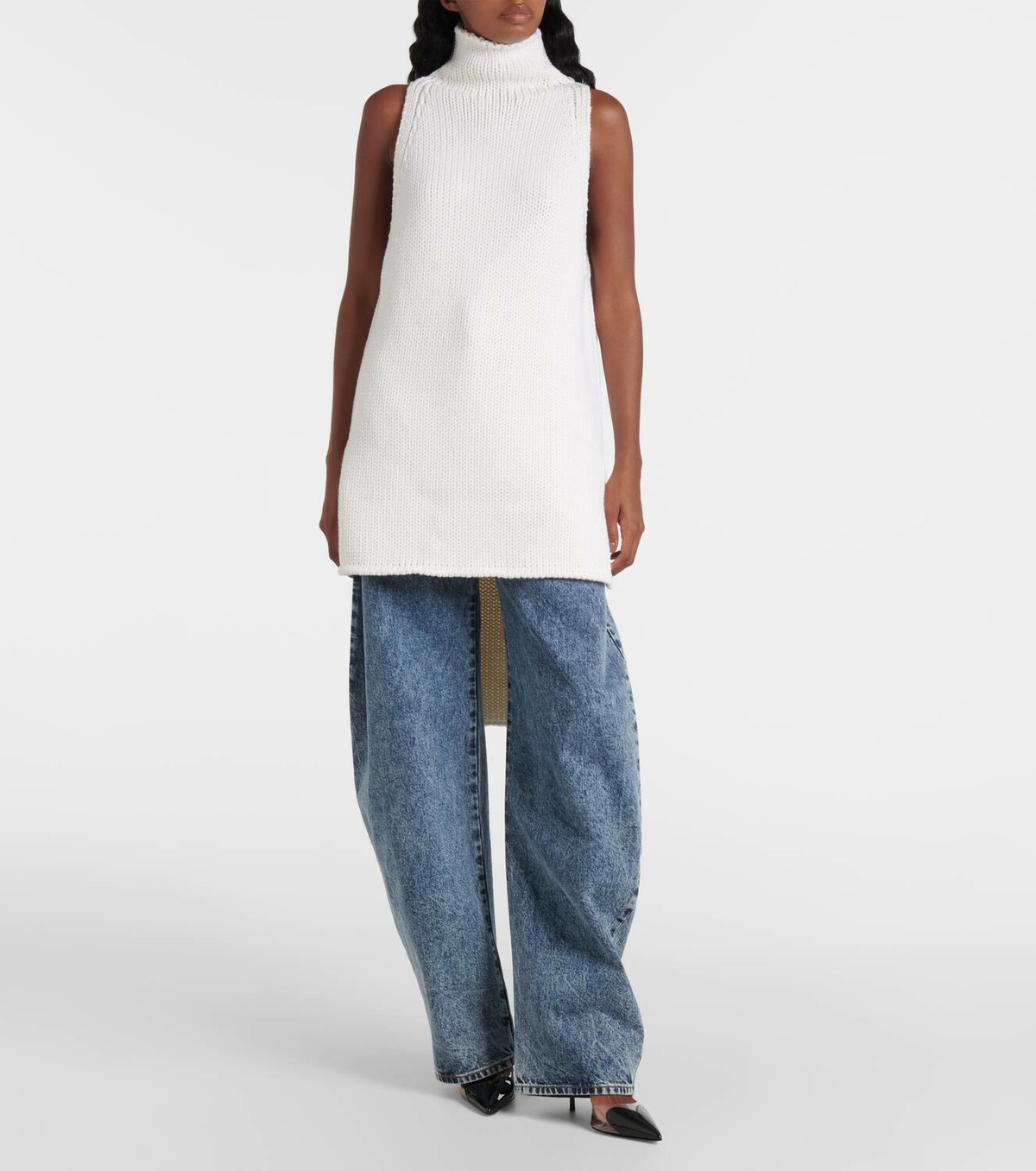 Alaïa Caped wool turtleneck top