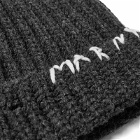 Marni Men's Stitched Logo Beanie in Dark Grey