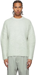 AMOMENTO Blue Bouclé Crewneck Sweater