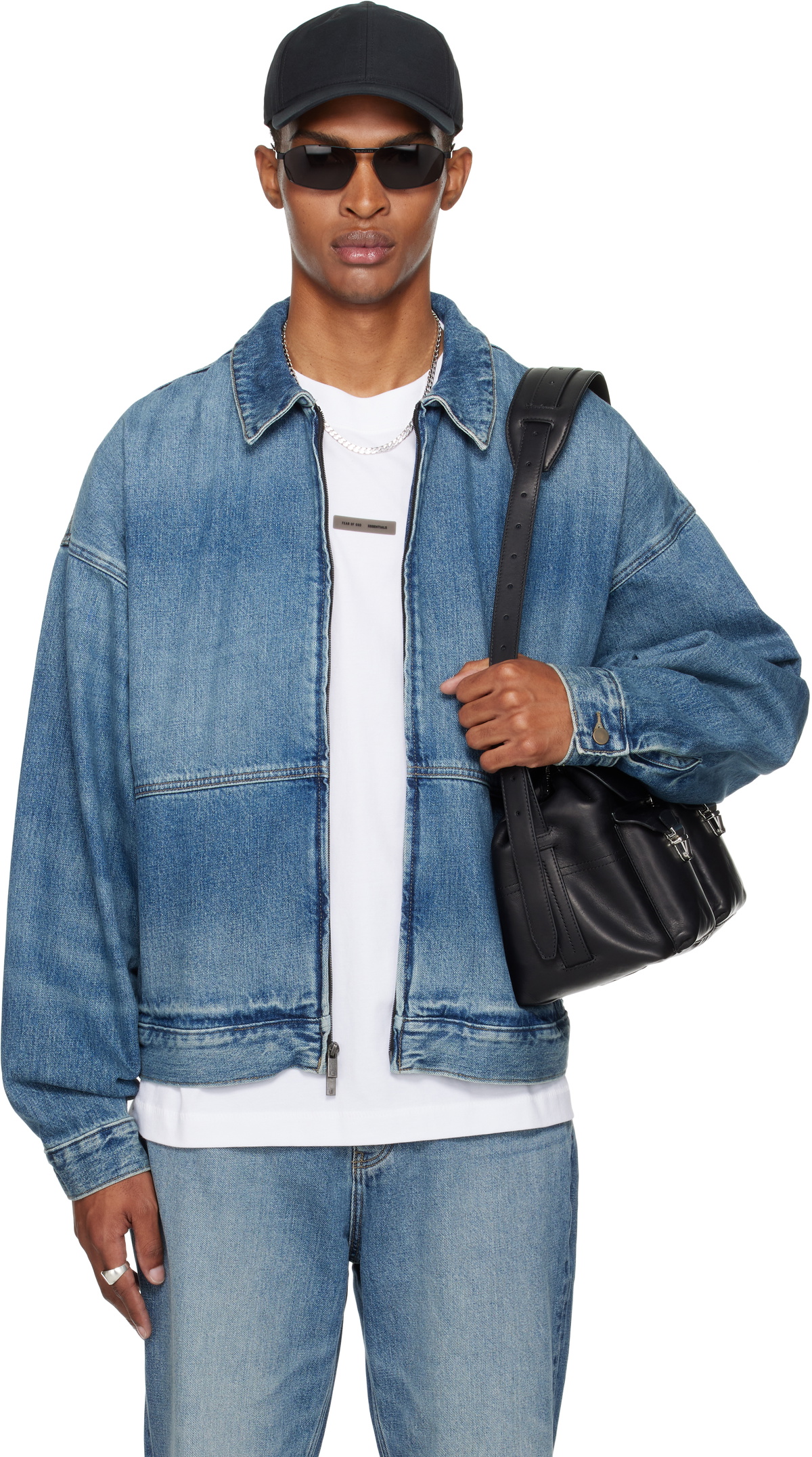 Fear of God ESSENTIALS Blue Denim Trucker Jacket