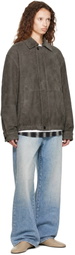 ssstein Brown Goat Suede Zip Jacket