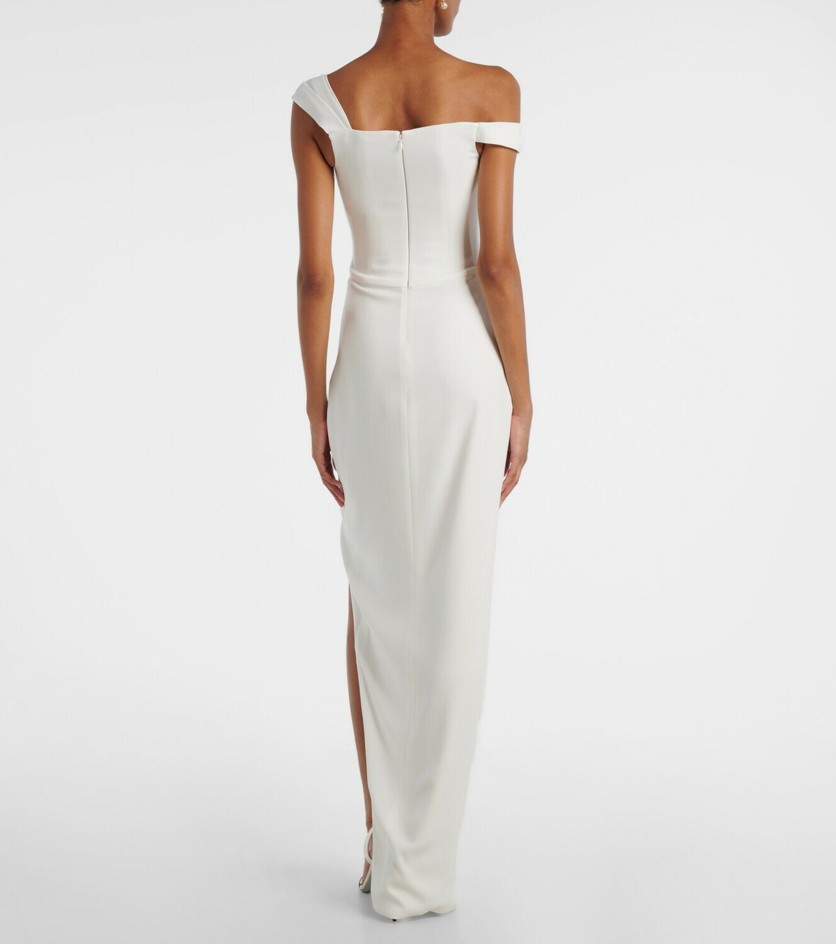 Alex Perry Bridal draped off-shoulder crêpe corset gown