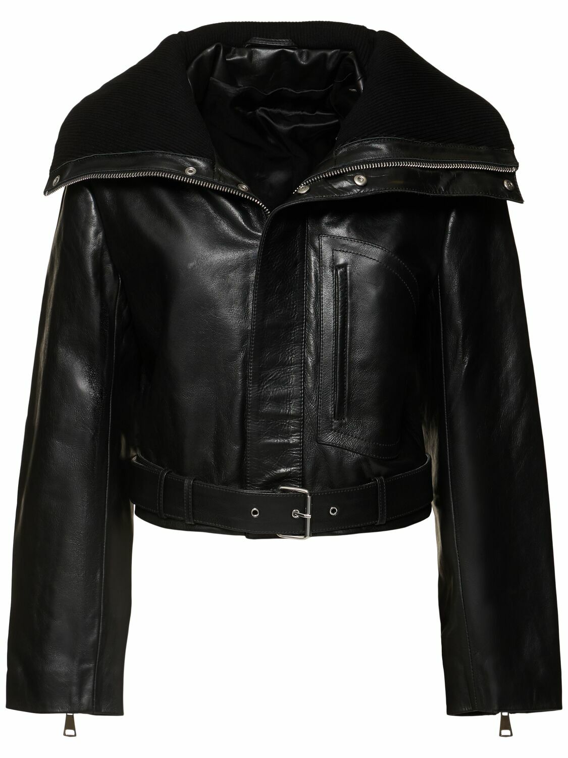 Victoria Beckham Black Bonded Leather Jacket Victoria Beckham