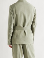 LEMAIRE - Shawl-Collar Belted Double-Breasted Virgin Wool-Blend Suit Jacket - Green - M