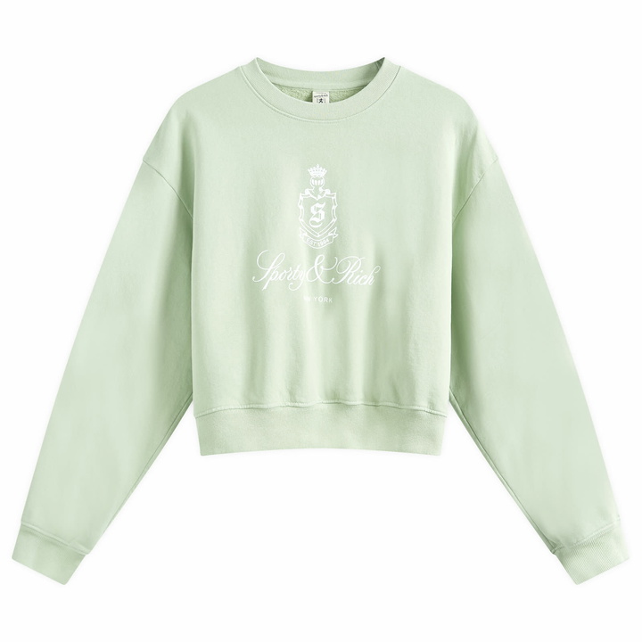 Photo: Sporty & Rich Women's Vendrome Cropped Crew Sweatshirt in Sage