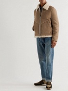 Mr P. - Shearling-Trimmed Suede Jacket - Neutrals