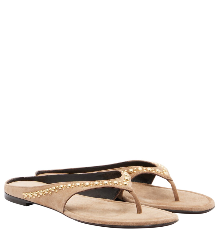 Photo: Herbert Levine Sun-kissed embellished suede thong sandals