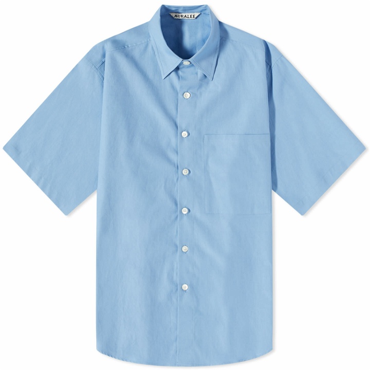 Photo: Auralee Men's Finx Short Sleeve Shirt in Blue