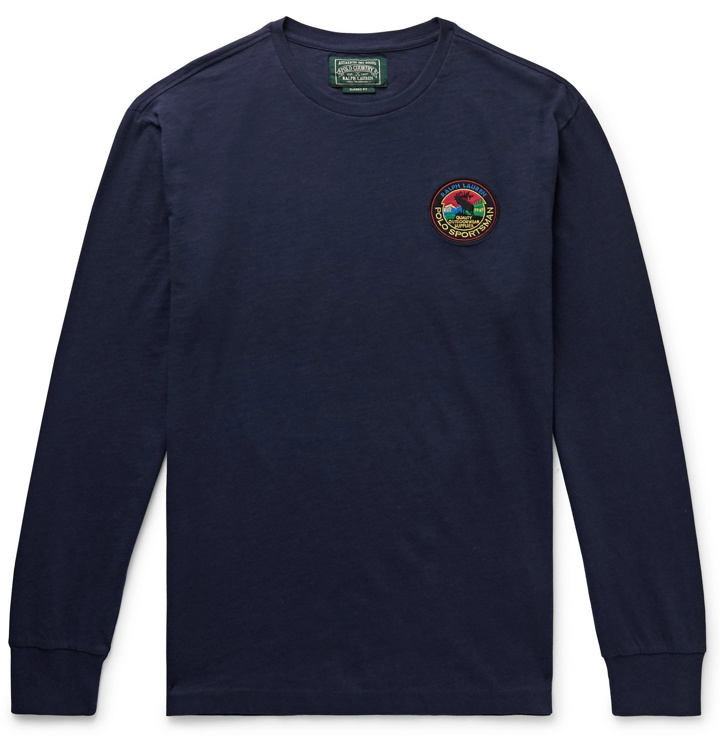Photo: Polo Ralph Lauren - Sportsman Logo-Appliquéd Printed Cotton-Jersey T-Shirt - Blue