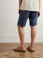 Barena - Agro Vinci Straight-Leg Cotton and Linen-Blend Drawstring Shorts - Blue