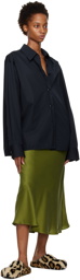 Silk Laundry Green Bias Cut Midi Skirt