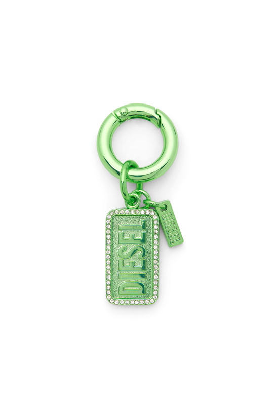 Photo: Diesel Metal keyring with Diesel logo and rhinestones - Charms and Keyrings - Unisex - Green