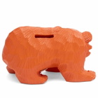 BEAMS JAPAN Wooden Carving Bear Piggy Bank in Orange 