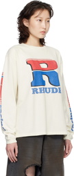 Rhude Off-White Split Petrol Logo LS T-shirt
