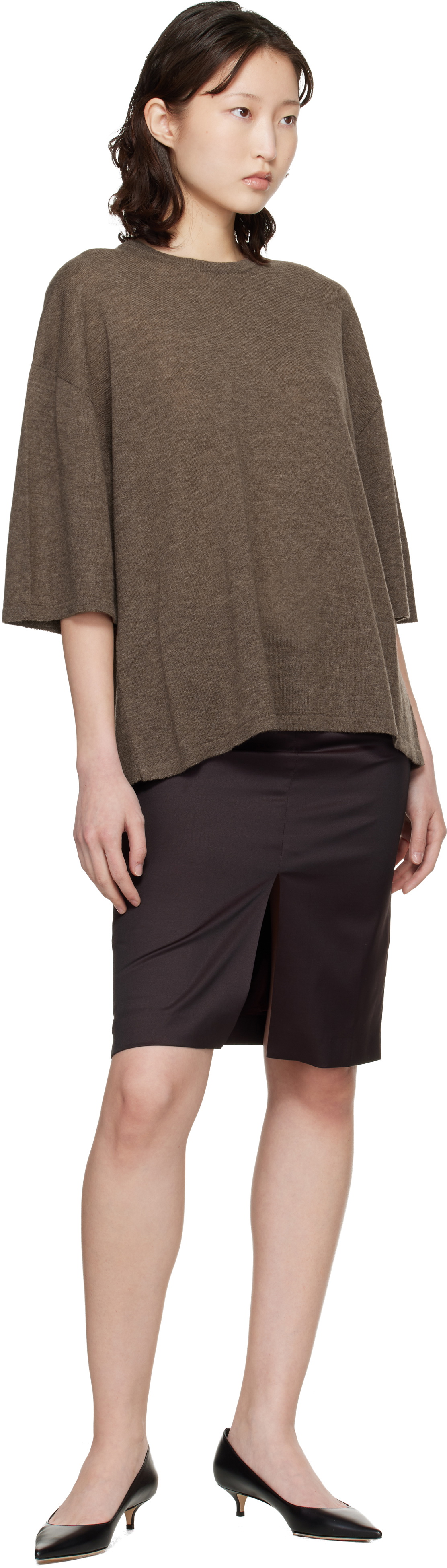 Cordera Brown Merino Wool Oversized T-shirt