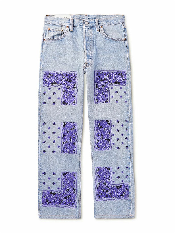 Photo: NOMA t.d. - Slim-Fit Tapered Embroidered Jeans - Purple
