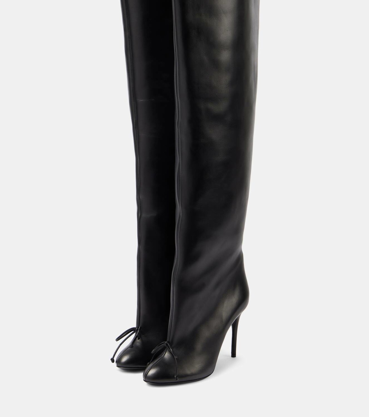 Alaïa Bow-detail leather over-the-knee boots