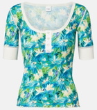 Chloé Floral ribbed-knit cotton-blend top