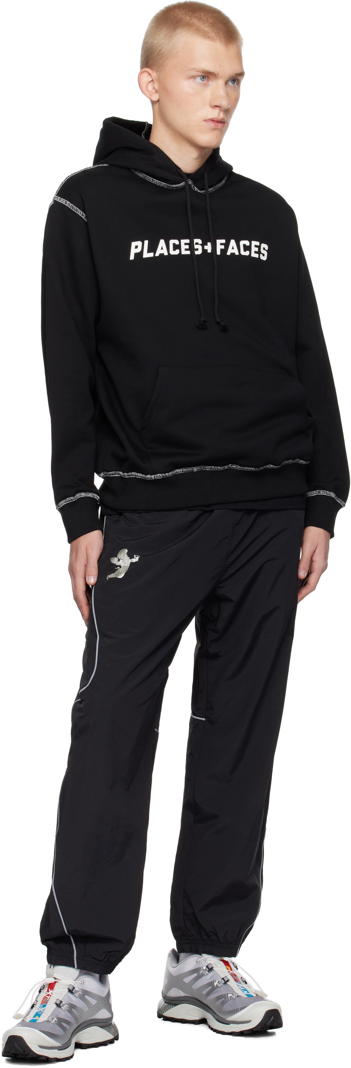PLACES+FACES Black Contrast Stitch Hoodie