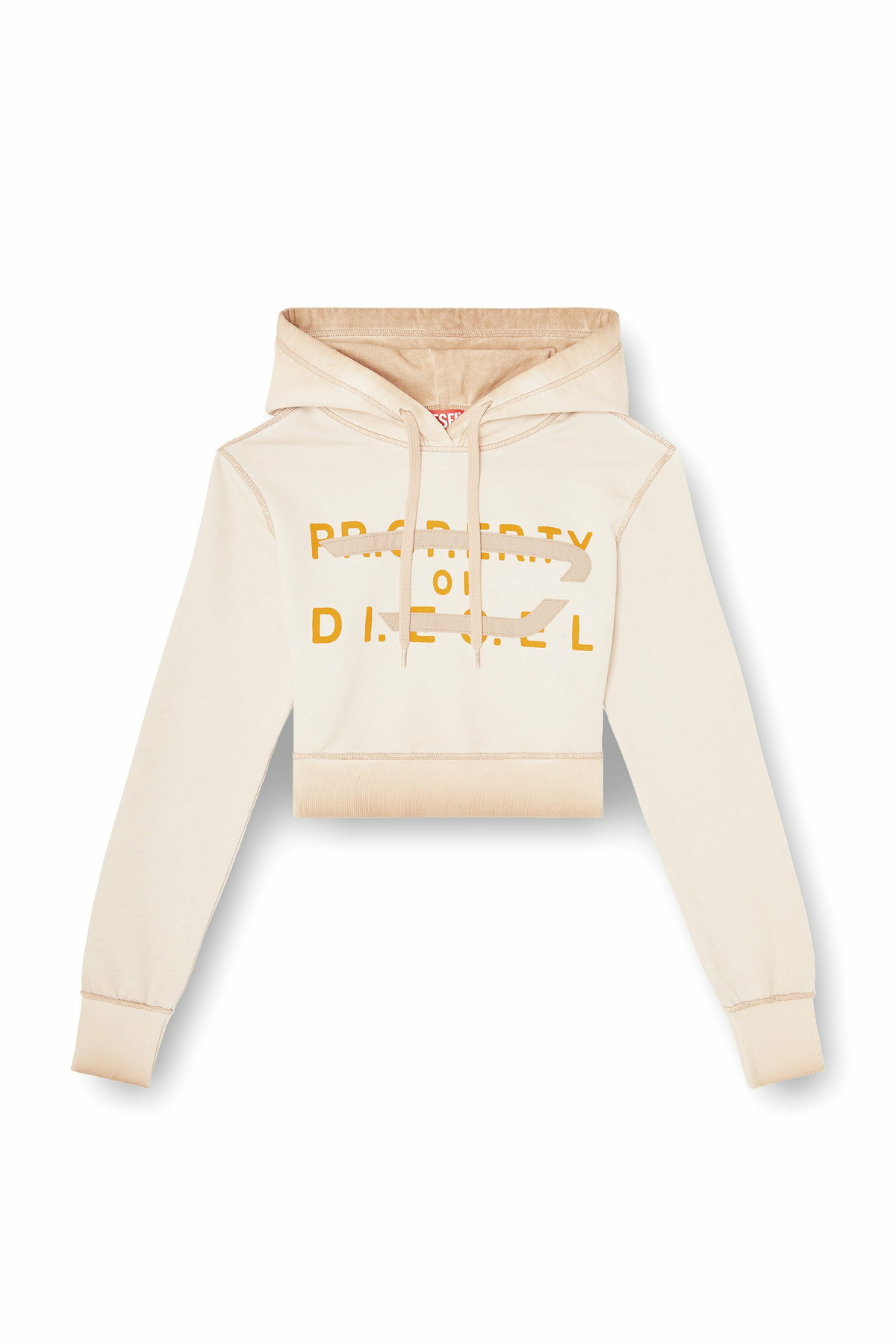 Diesel Hoodie with print and D appliqué - Sweaters Womens in Beige