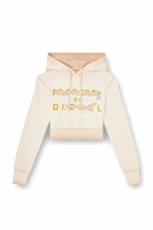 Diesel Hoodie with print and D appliqué - Sweaters Womens in Beige