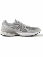 New Balance - 990v4 Suede and Mesh Sneakers - Gray