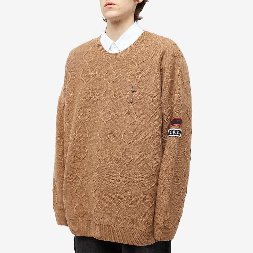 Fred Perry x Raf Simons Patched Oversized Jumper in Almond Fred Perry