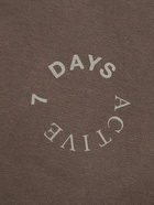 7 DAYS ACTIVE - Monday Logo-Print Organic Cotton-Jersey Sweatpants - Brown