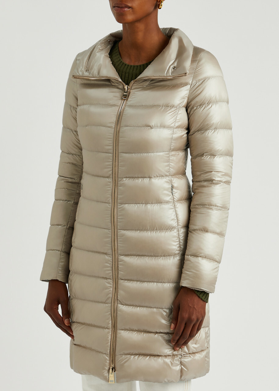 Herno Quilted Faux Fur-trimmed Shell Jacket Cream