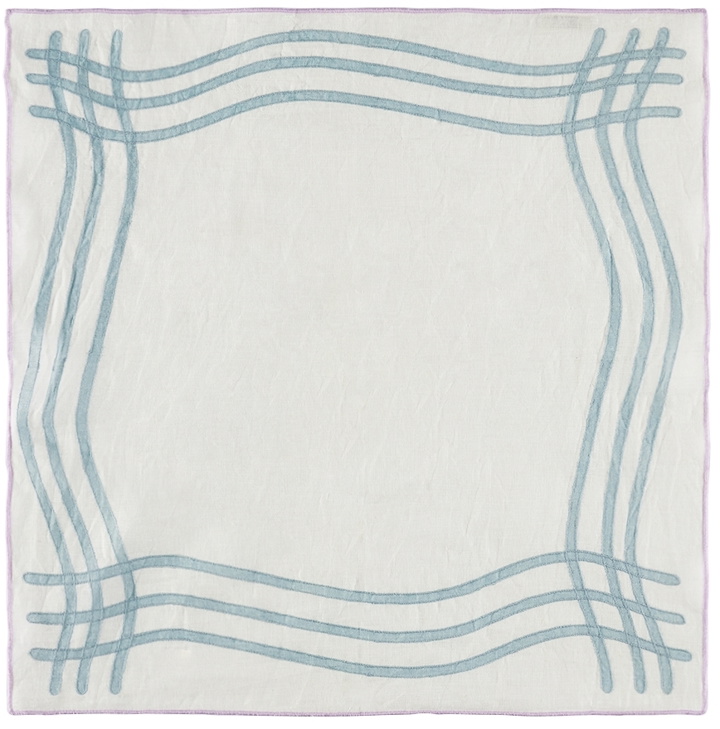 Photo: Misette Blue Grid Embroidered Linen Napkin Set