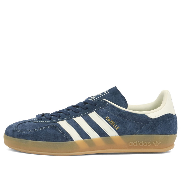 Photo: Adidas Gazelle Indoor Sneaker in Night Indigo/Off White/Gold