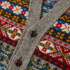 Jamieson's of Shetland Men's Crazy Fair Isle V-Neck Cardigan in Multi