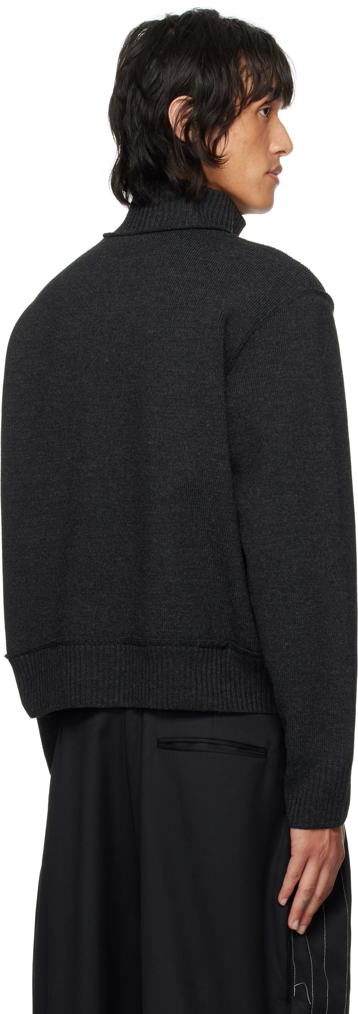 Camiel Fortgens Gray Zip Up Knit Sweater