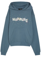 Nahmias Flower Trip Printed Hooded Cotton Sweatshirt Blue
