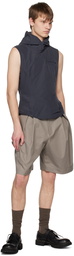 AARON ESH Taupe Pleated Shorts