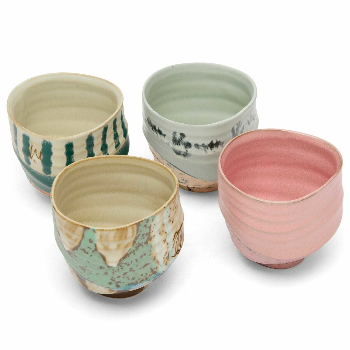 HKliving Artist Ceramics Coffee Cups - Set of 4 in Multi 