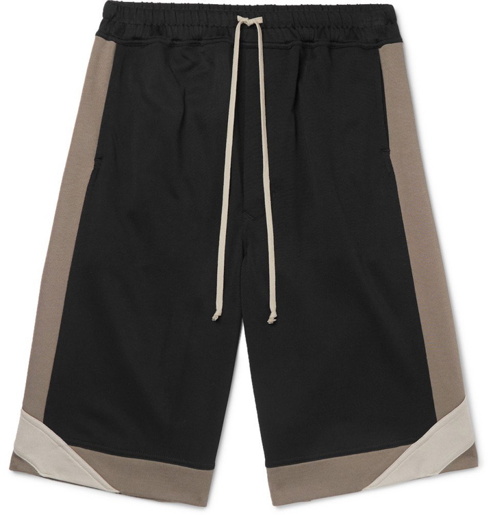 Photo: Rick Owens - Wide-Leg Loopback Cotton-Blend Jersey Shorts - Black
