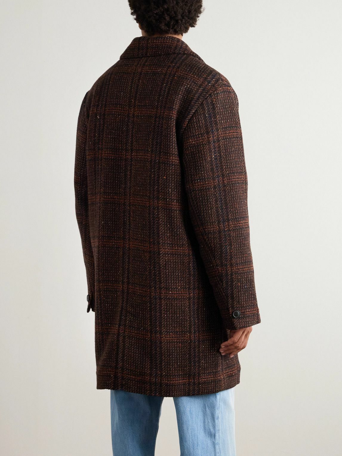A Kind Of Guise - Manas Checked Virgin Wool-Tweed Coat with Padded Quilted Shell Liner - Brown