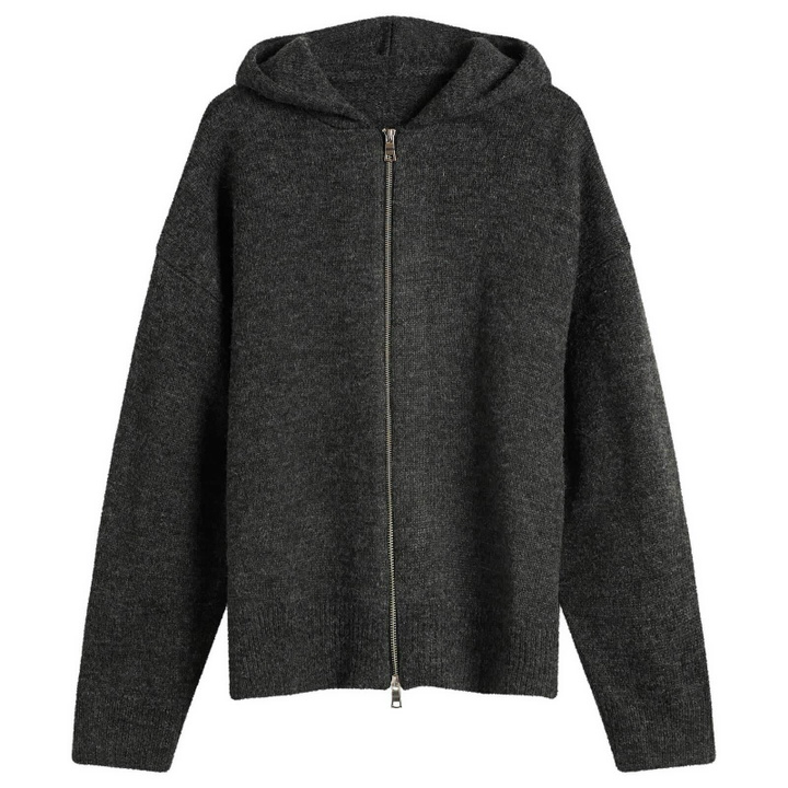 Photo: MKI Men's Mohair Blend Knit Zip Hoodie in Charcoal