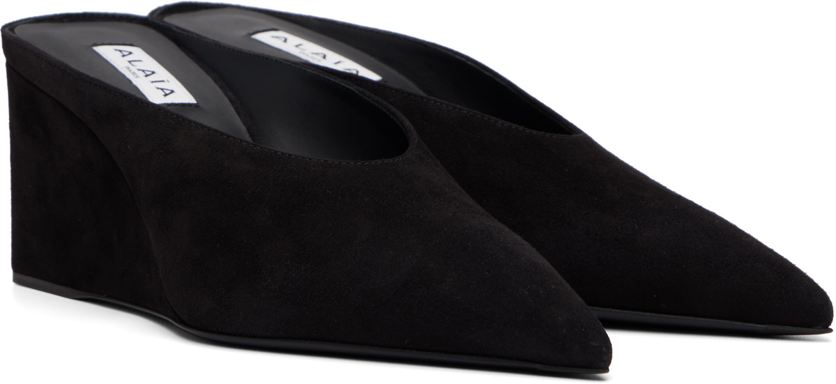 ALAÏA Black Cube Wedge Mule Heels