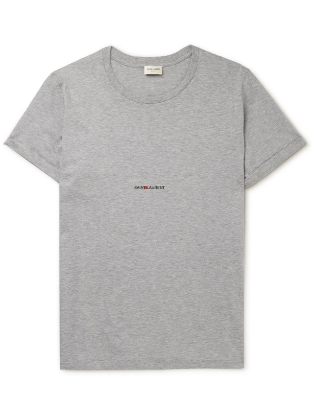 Photo: SAINT LAURENT - Slim-Fit Printed Cotton-Jersey T-Shirt - Gray