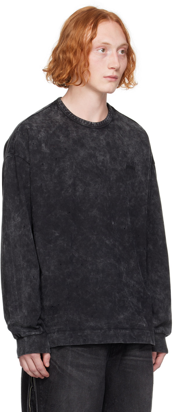 Juun.J Black Garment-Dyed Long Sleeve T-Shirt