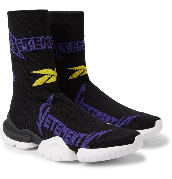 Photo: Vetements - Reebok Sock Pump Logo-Jacquard Stretch-Knit Sneakers - Men - Black