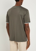 Herno Striped-trim Cotton T-shirt Taupe