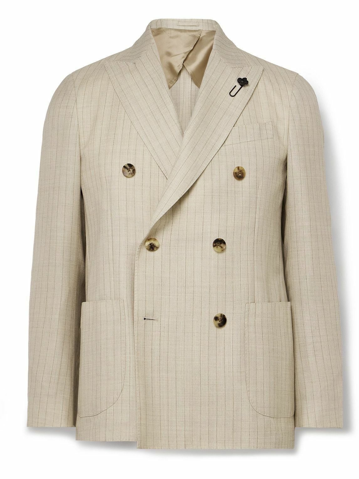 Lardini double-breasted pinstripe jacket - Neutrals
